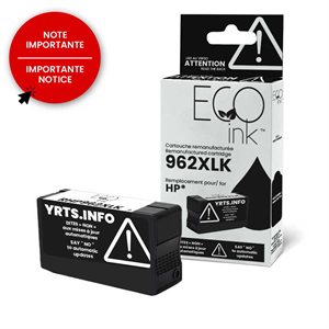 HP No.962XL 3JA03AN Reman Noir EcoInk YRTS 2K